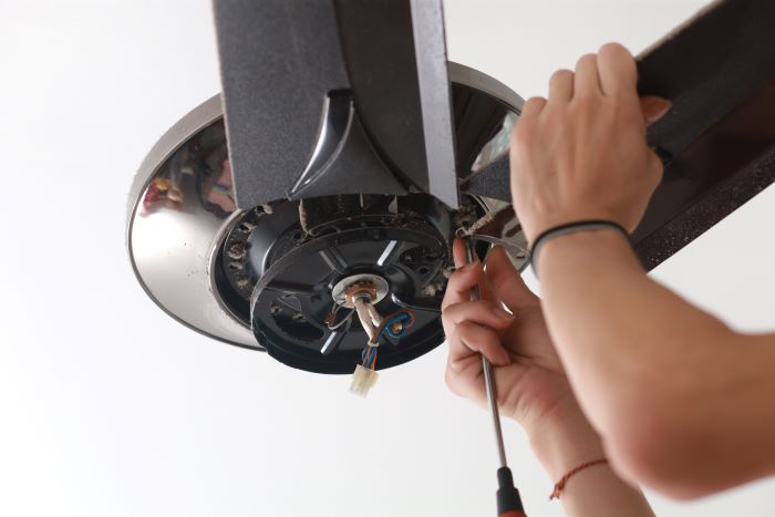 FisherQ electrician installing ceiling fan